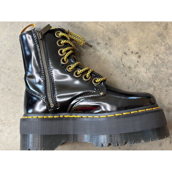 Dr. Martens JADON MAX Platform Combat Boots Vegan Black Oxford Women's US 6 - Picture 3 of 10